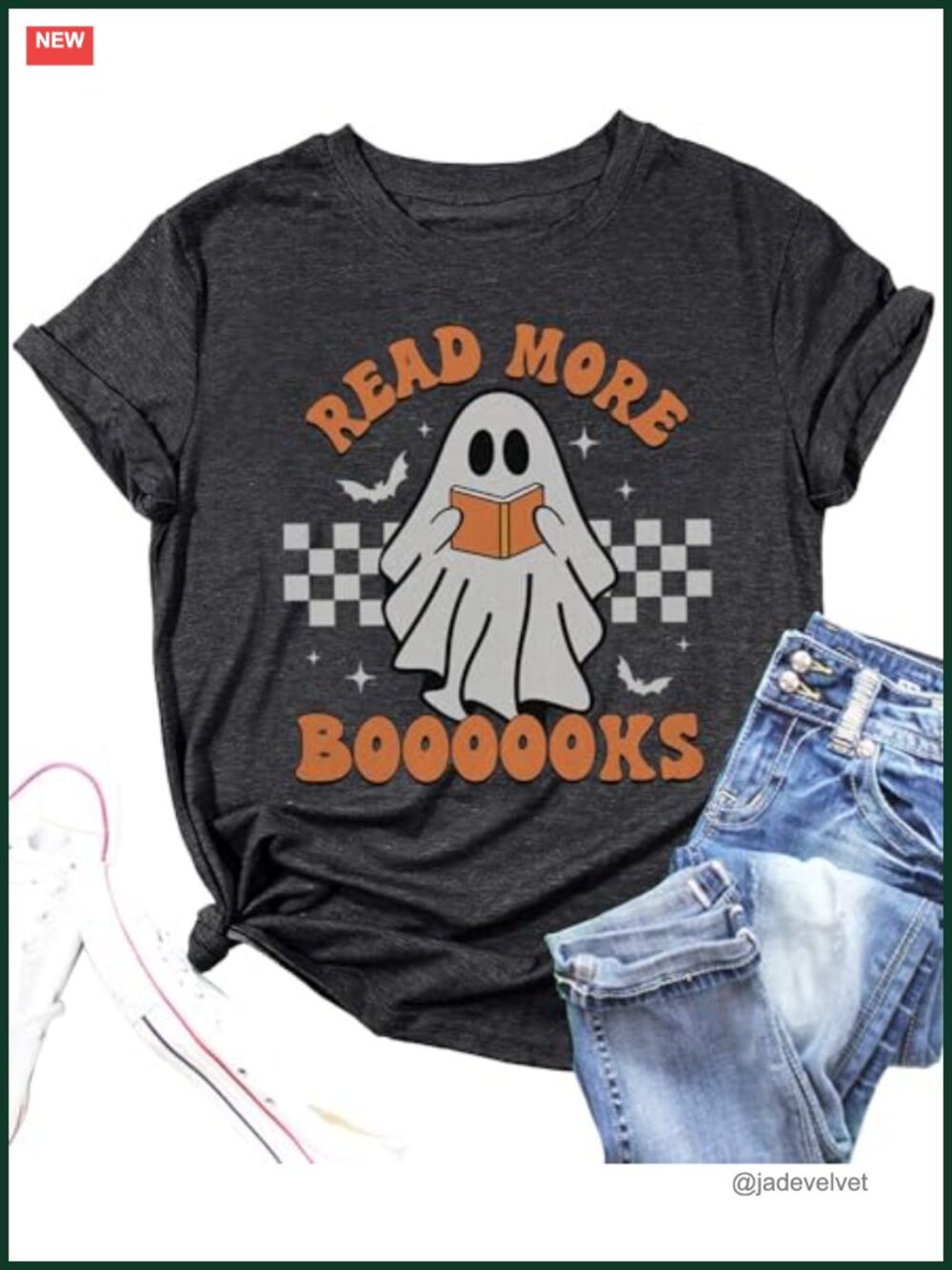 Teacher Halloween T-Shirt Read More Books Ghost Graphic Tee Short Sleeve
